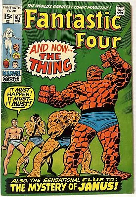 Buy Fantastic Four #107 Classic Thing Cover Vintage Marvel Comic 1971 FN-VF • 23.98£