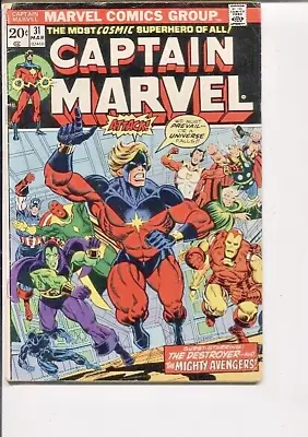 Buy Captain Marvel 31 Vg+ Thanos Starlin 1974 • 8.70£