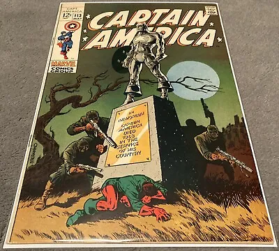 Buy Captain America 113 (1969)Beautiful High Grade Silver Age Classic Steranko Cover • 104.55£