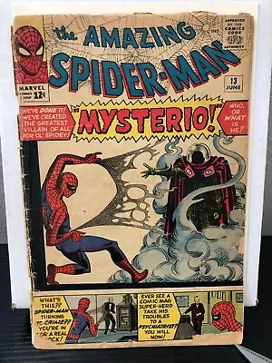 Buy 1964 Marvel Key Comic Book Amazing Spider-Man #13 1st App Mysterio Poor Conditon • 789.92£