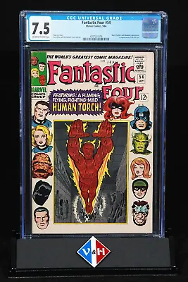 Buy Fantastic Four #54 ~ CGC 7.5 ~ 1st The Evil Eye ~ Stan Lee Story ~ Marvel (1966) • 178.15£