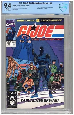 Buy G.I.Joe, A Real American Hero  # 109   CBCS   9.4   NM  White Pgs   2/91   Death • 87.63£