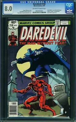 Buy Daredevil 158 Cgc 8.0 Oww Pages 1979 Miller Art Begins Orign Death And Death C5 • 112.59£
