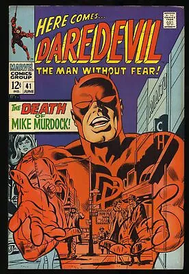 Buy Daredevil #41 VF 8.0 Death Of Mike Murdock! Stan Lee & Gene Colan! • 28.82£