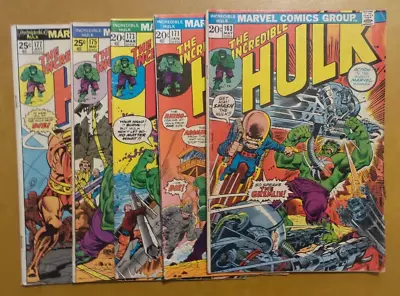 Buy The Incredible Hulk Lot Of 5 Issues 163 171 173 175 177 MVS Intact (1974) • 17.98£