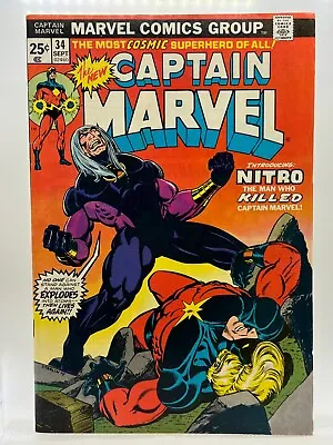 Buy Captain Marvel 34 ~ Est. 8.0-8.5 ~ OW Pgs ~ Bright Cover Colors ~ Firm Staples • 31.66£