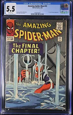 Buy Amazing Spider-Man #33 - Marvel Comics 1966 CGC 5.5 Dr. Curt Connors Appearance. • 242.47£