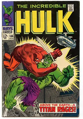 Buy 1968 Marvel Comics The Incredible Hulk #106 VG • 22.16£
