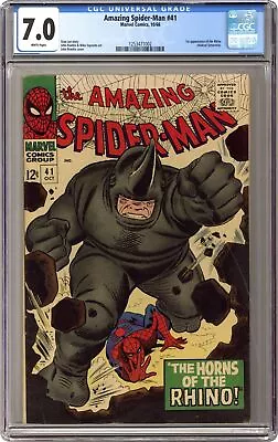 Buy Amazing Spider-Man #41 CGC 7.0 1966 1253471002 1st App. Rhino • 703.58£