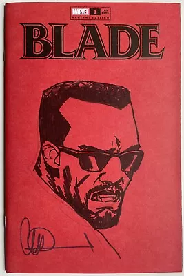 Buy Blade #1 (2023) Blank Blood Red Variant Cover W/BLADE Sketch By Charlie Adlard • 22£