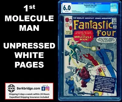 Buy FANTASTIC FOUR 20 CGC 6.0 UNPRESSED WHITE PAGES 11/63 💎 KEY 1st MOLECULE MAN • 411.62£