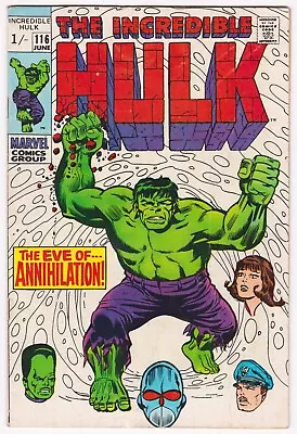 Buy Incredible Hulk 116 From 1969 Nice Late Silver Age Marvel Comic • 15£