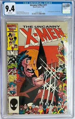 Buy Uncanny X-Men #211 CGC 9.4 (1986) - 1st Full App Marauders - Wolverine • 47.32£