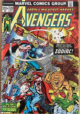 Buy AVengers #120 Fine February 1974 Face To Face With Zodiac Iron Man Thor Vision • 14.99£