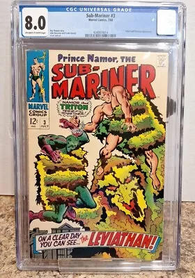 Buy Sub-mariner 3 Cgc 8.0 Ow/w Pages Triton Marvel Comics 1968, Plantman! • 79.03£