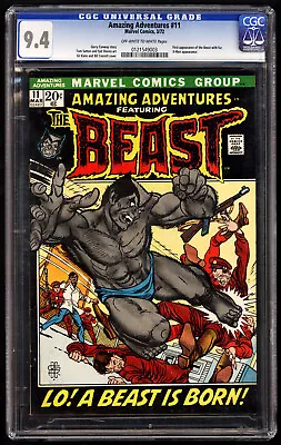 Buy Amazing Adventures #11 CGC 9.4 1972 1st App Furry Beast Marvel Comics X-Men • 779.53£
