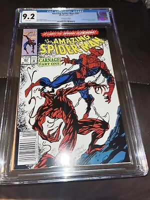 Buy Amazing Spider-Man 361, 1st Appearance Carnage, Newsstand Variant CGC Graded 9.2 • 92.37£