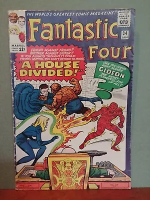 Buy Fantastic Four #34  1st App Of Greg Gideon! Silver  Jack Kirby 4.0 • 40.15£