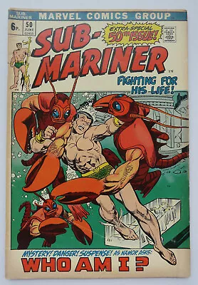 Buy The Sub-Mariner #50 - 1st App Namorita Marvel Comics UK Variant June 1972 FN 6.0 • 44.95£