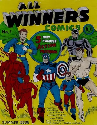 Buy All Winners # 1 Cover Recreation 1941 Original Comic Color Art On Card Stock • 158.86£