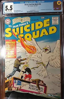 Buy The Brave And The Bold DC 26 CGC 5.5 White Pages Second App Suicide Squad 1959 • 191.88£