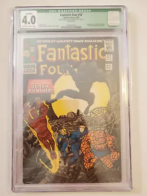 Buy Marvel Comics Fantastic Four #52 CGC 4.0 OW/W Qualified 1st Black Panther • 383.77£