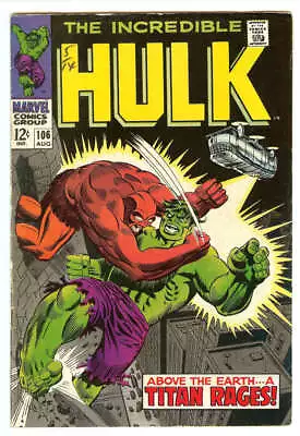 Buy Incredible Hulk #106 5.0 // Death Of The Missing Link Marvel Comics 1968 • 44.77£