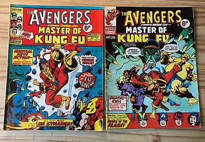 Buy Avengers Uk Weekly #28 And 29 1974 Intro Shang Chi Master Of Kung Fu • 25£