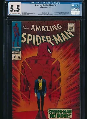 Buy AMAZING SPIDER-MAN #50 CGC 5.5 7/67 OW/W PAGES MARVEL 1st App KINGPIN STAN LEE • 964.43£