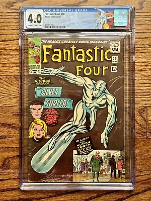 Buy Fantastic Four #50 Marvel 1966 CGC 4.0 Jack Kirby Silver Surfer Custom Label • 200.87£