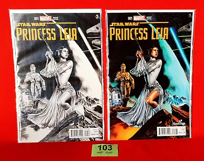 Buy ⭐⭐ZC103 Star Wars Princess Leia 1U & 1V Hastings Colour Black & White Variant⭐⭐ • 39.99£