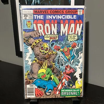 Buy Iron Man #114 (1978) Marvel First Print Comic 1st Appearance Of Arsenal (Alpha) • 9.95£
