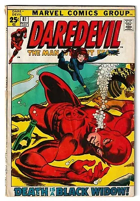 Buy DAREDEVIL #81 Black Widow (NOVEMBER, 1971) G+ (MAJOR SPINE SPLIT) • 8.43£