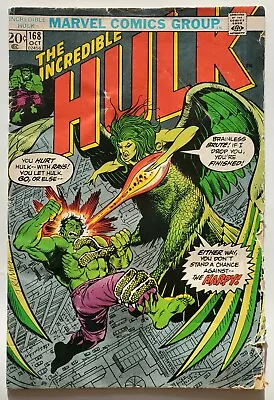 Buy Incredible Hulk #168 GD/VG   1st Series   1ST APP OF HARPY!!!   KEY ISSUE!!! • 20.08£
