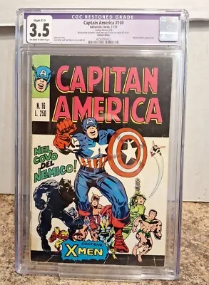 Buy Captain America #100 Cgc 3.5, (r) Italian Edition Stan Lee 1st Solo App 1973 • 159.90£