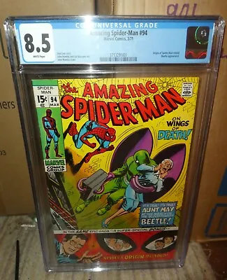 Buy Marvel Comics Amazing Spiderman 94 CGC White Pages 8.5 Avengers 1971 • 269.99£