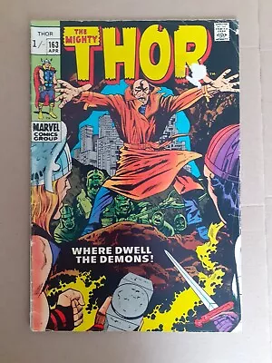 Buy The Mighty Thor No 163. 2nd Cameo Of Him( Warlock) Pluto App. 1969 Marvel Comic • 19.99£