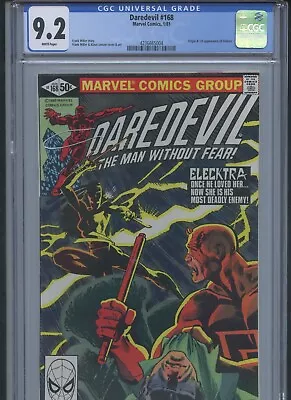 Buy Daredevil #168 1981 CGC 9.2 (1st App Of Elektra)~ • 303.82£