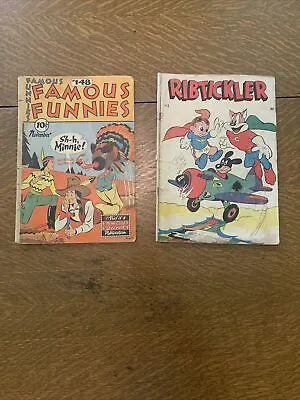 Buy Classic Comic Books Bundle Famous Funnies And Ribtickler #3 • 19.77£