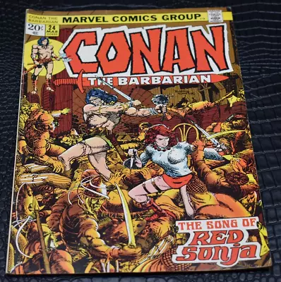 Buy Conan The Barbarian #24 1972 -KEY! 1st Appearance Red Sonja Windsor-Smith FINE! • 65.80£
