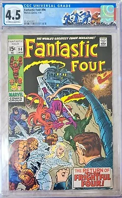 Buy Fantastic Four #94 CGC VG+ 4.5 1st Appearance Agatha Harkness! Marvel 1970 • 80.64£