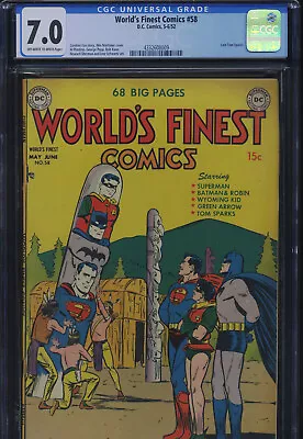 Buy WORLD’S FINEST COMICS #58 - CGC-7.0, OW-W - Batman - Superman - Golden Age • 711.57£