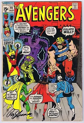 Buy Avengers #91 VG Signed W/COA Roy Thomas 1971 Marvel Comics • 44.99£