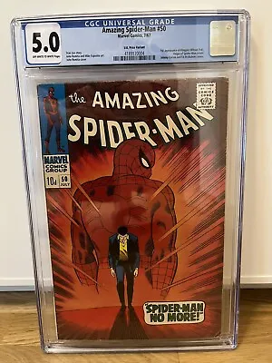 Buy Amazing Spider-Man 50 - CGC 5.0 OW/W, Marvel Silver Age Key 1st Kingpin, UKPV • 799.90£