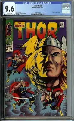 Buy Thor #158 Cgc 9.6 Ow Pages // Origin Of Thor Retold Marvel 1968 • 265.41£