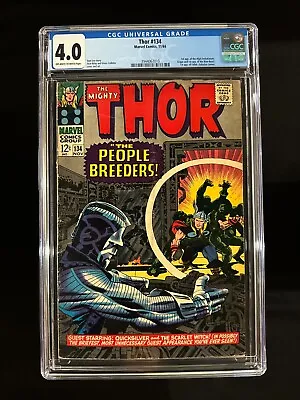 Buy Thor #134 CGC 4.0 (1966) - 1st App Of The High Evolutionary, Man Beast & Fafnir • 72.05£