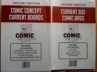 Buy Comic Concept 10 X Current Size Bags And Boards  Brand New  - Prepacked  • 4.95£