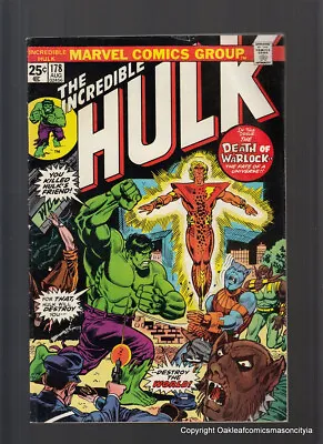 Buy Incredible Hulk 178 Marvel Comics 1974 Death & Rebirth Of Adam Warlock VG-F #2 • 27.71£