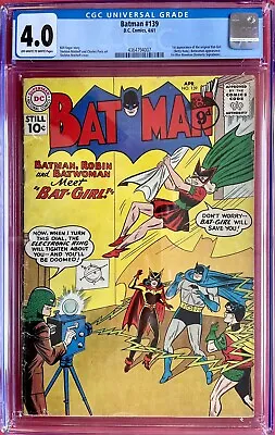 Buy Batman #139 (1961) Batwoman Appearance 1st Original Bat-Girl Betty Kane CGC 4.0 • 475£