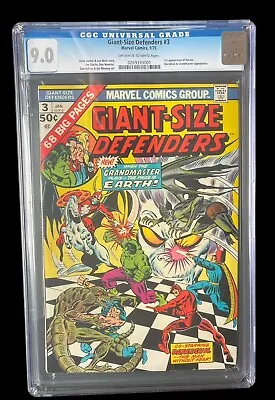 Buy Defenders #3 CGC 9.0 Giant-Size OW/W PGS 1975 1st App Of Korvac Marvel Comics • 317.99£